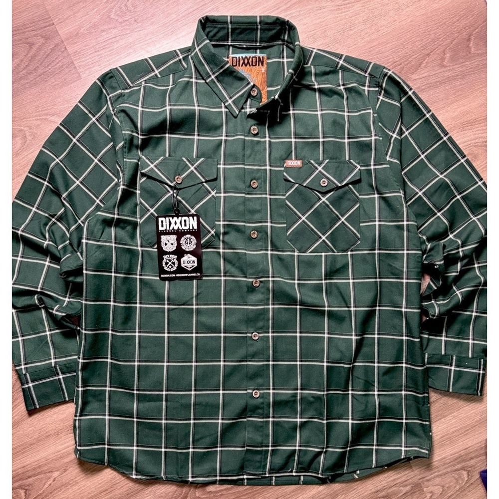 DIXXON FLANNEL COMPANY- THE RIM - Men's 2X Long Sleeve Plaid Green NWT Button Up - Picture 2 of 8